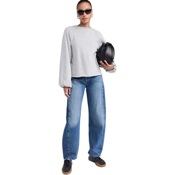 RAILS Gray Raglan Crewneck Sweatshirt, Size Small, 100% Cotton Fleece Pullover - Picture 1 of 10